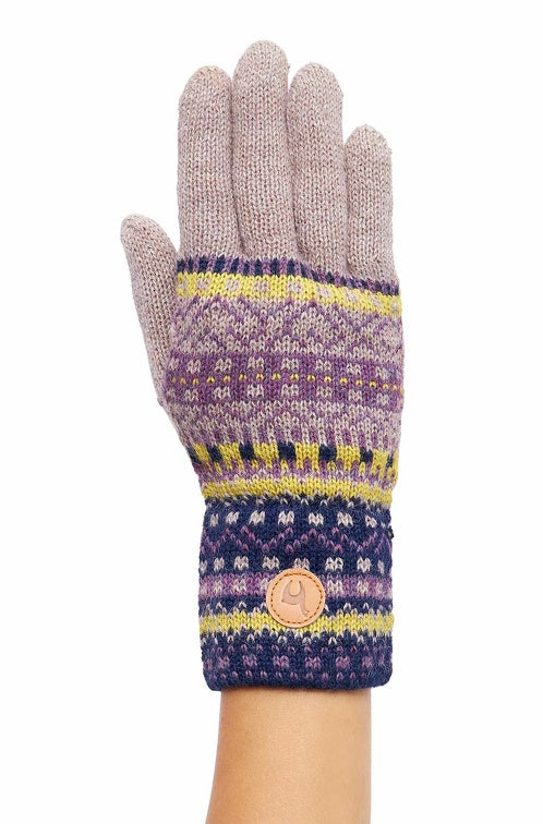 Fingerhandschuhe DILAYA aus 100% Alpaka sand multi