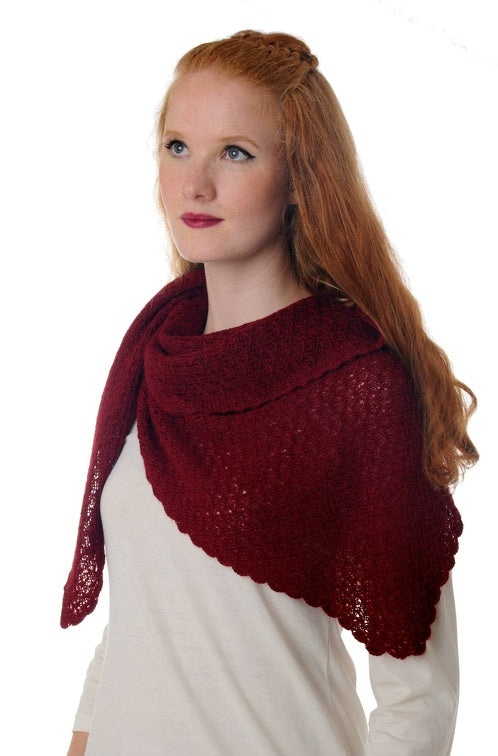 Schal Dreieck MARIPOSA aus 100% Alpaka weinrot one-size