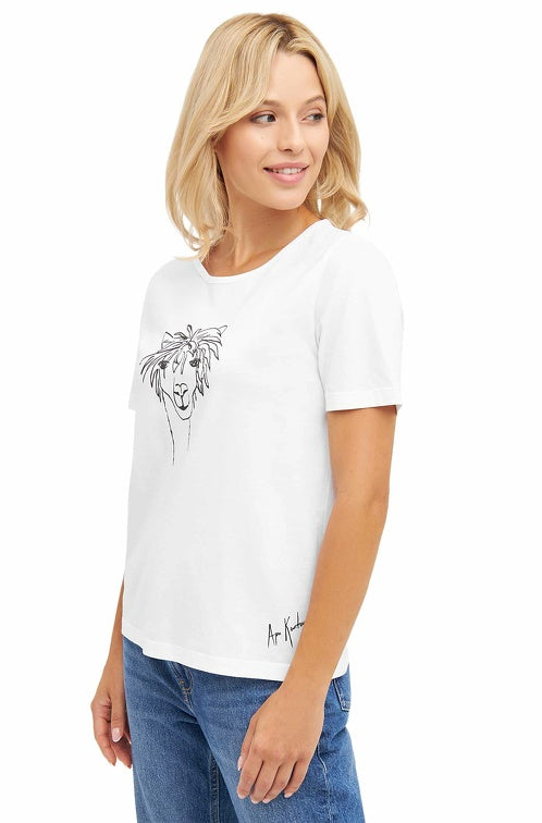 Damen T-Shirt RASSI mit Alpaka-Motiv aus 100% Bio-Pima-Baumwolle