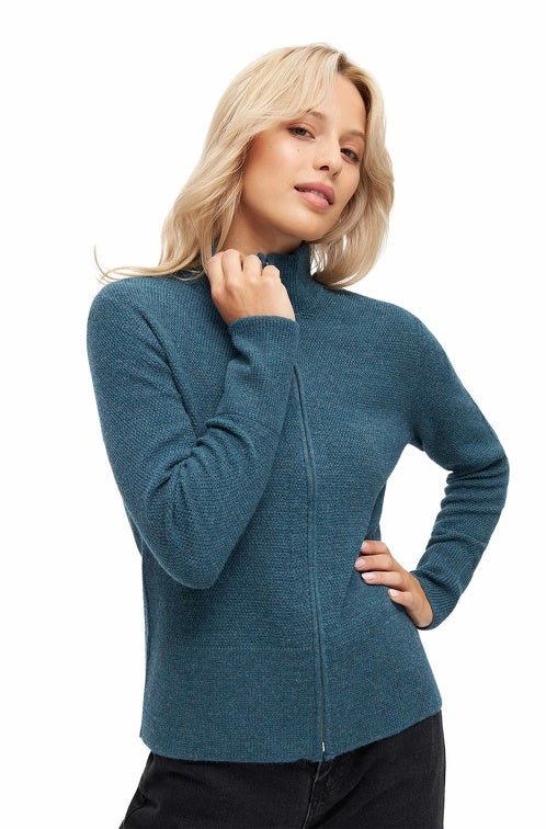 Strickjacke ALAYA mit Zipper mit Bio Baumwolle laguna