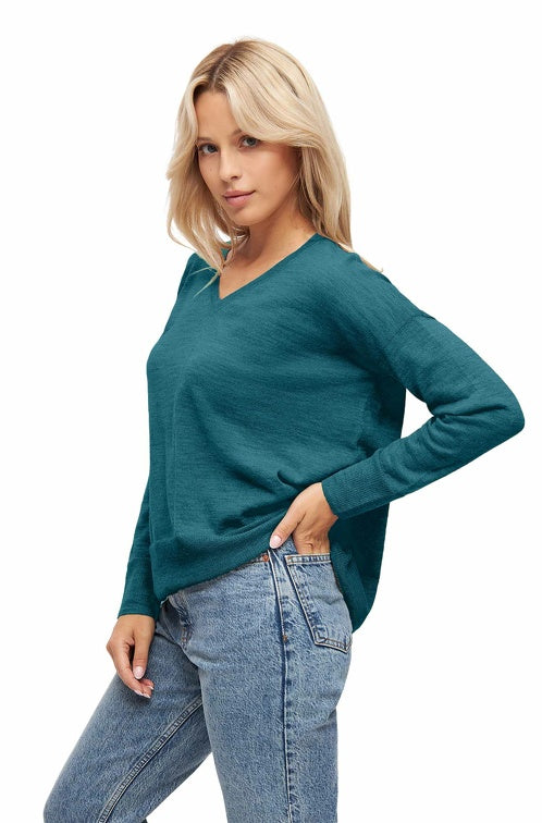 Pullover AMBRA aus 70% Bio-Baumwolle und 30% Alpaka blau