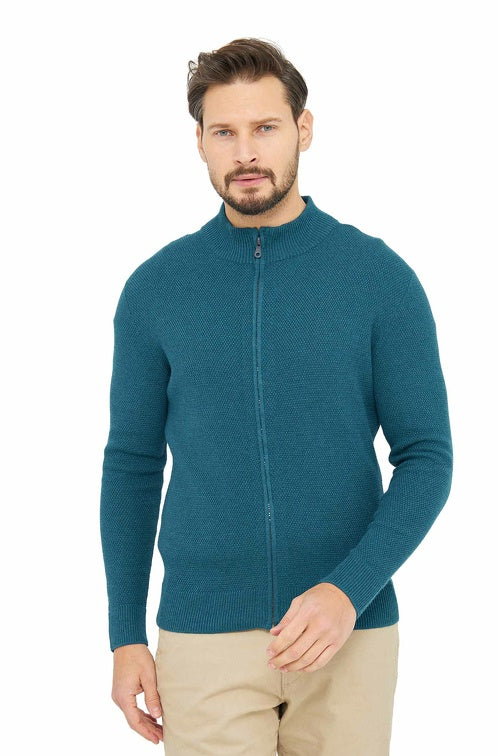 Strickjacke ALAYO mit Zipper mit 30% Alpaka laguna