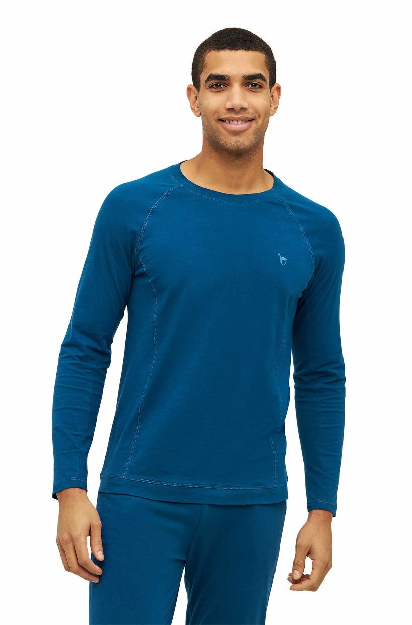 Alpaka Schlafanzug Pyjama Oberteil Herren DREAMLINE mit Bio Baumwolle midnight blue