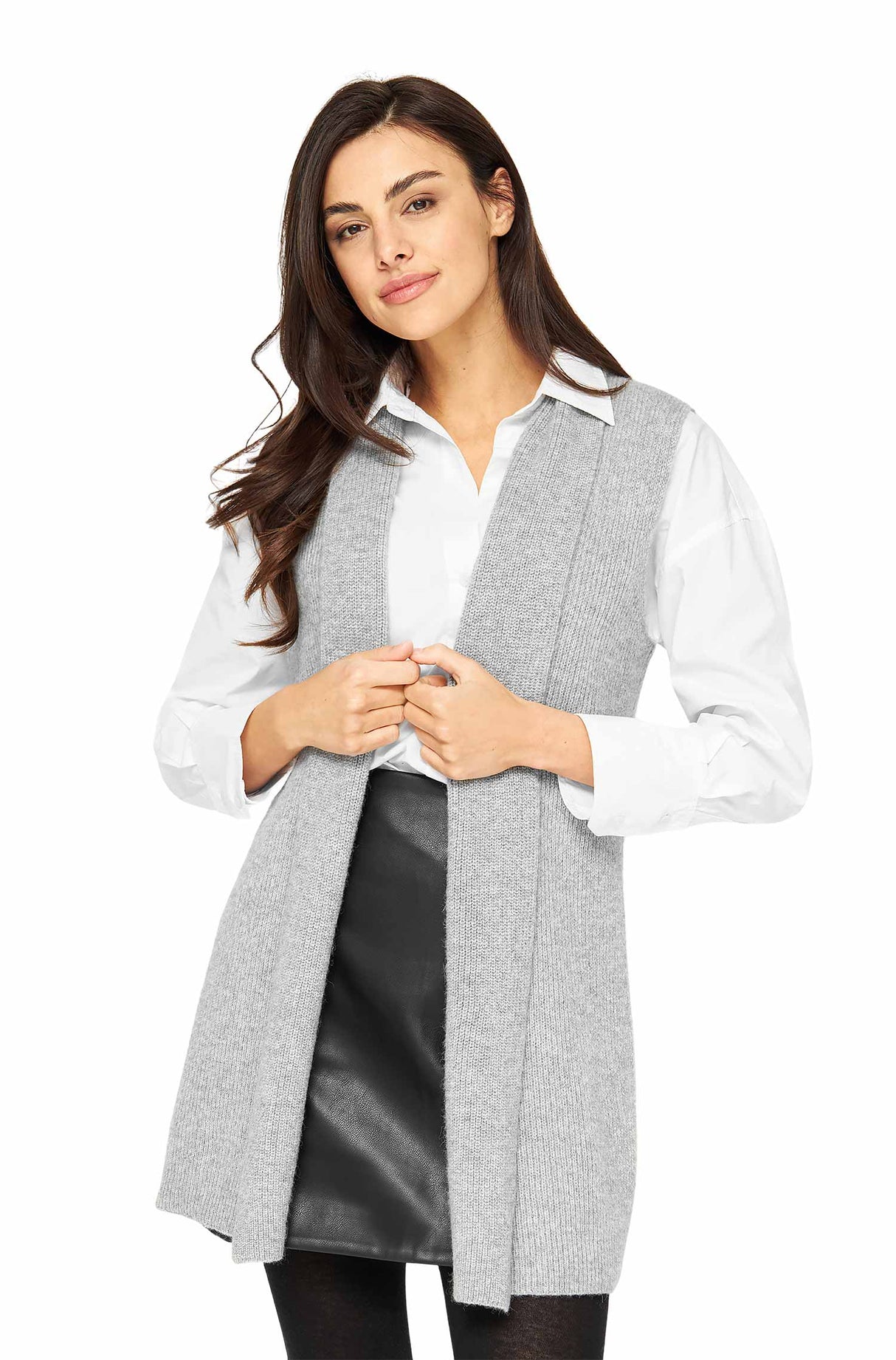 STRICKWESTE mit Schalkragen aus 100% Alpaka