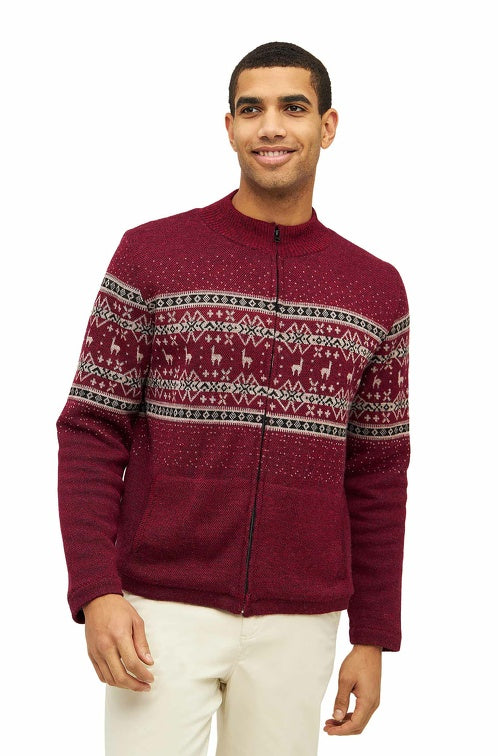 Herren Strickjacke NEVADO aus 100% Alpaka rot