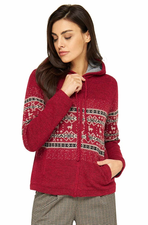 Kapuzen-Strickjacke Damen NEVADO aus 100% Alpaka