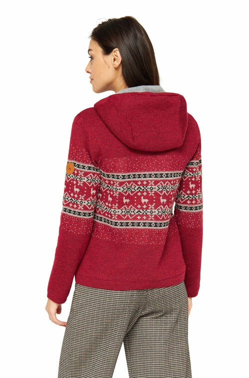 Kapuzen-Strickjacke Damen NEVADO aus 100% Alpaka