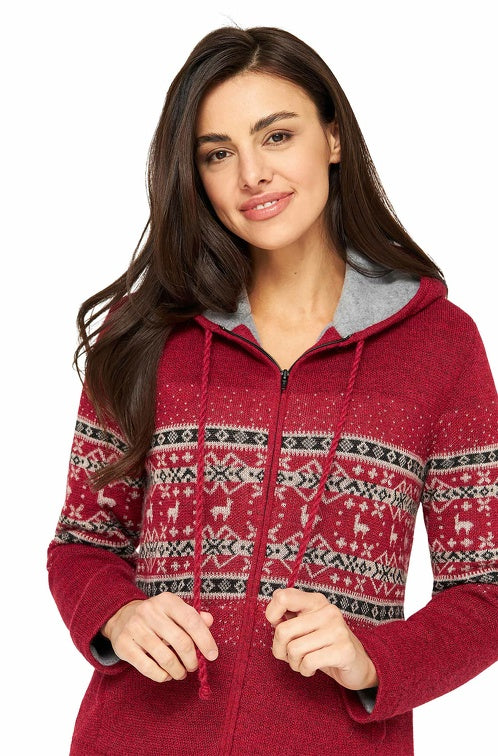 Kapuzen-Strickjacke Damen NEVADO aus 100% Alpaka