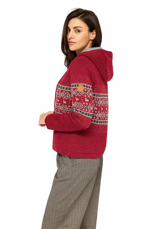 Kapuzen-Strickjacke Damen NEVADO aus 100% Alpaka