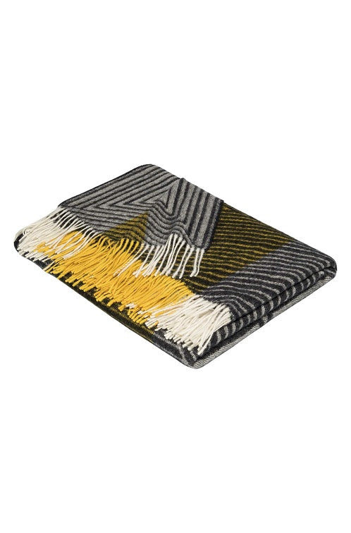 Kuscheldecke ENCASA aus 100% Alpaka schwarz gelb