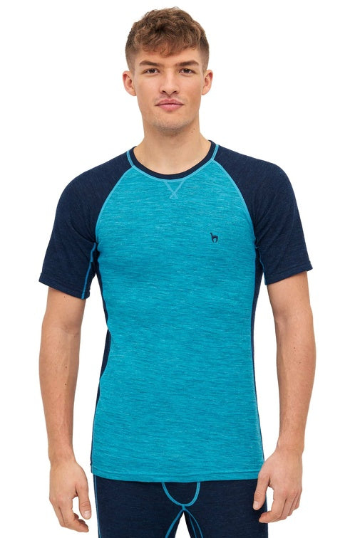 Thermo-Shirt Herren ANDEN ACTIVE mit 60% Premium Alpaka navy-türkis