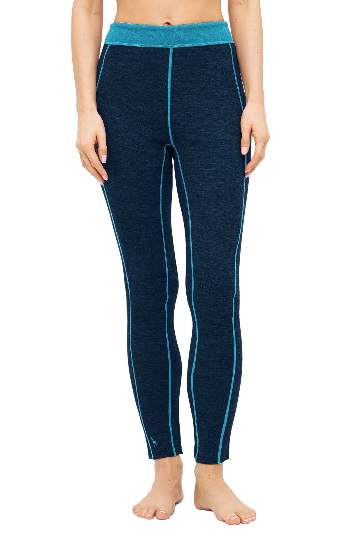 Lange Thermo-Hose Damen ANDEN ACTIVE mit 60% Premium Alpaka navy türkis