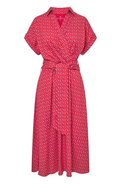 Kleid PAPERFLOWER in Wickeloptik aus Bio Pima Baumwolle red