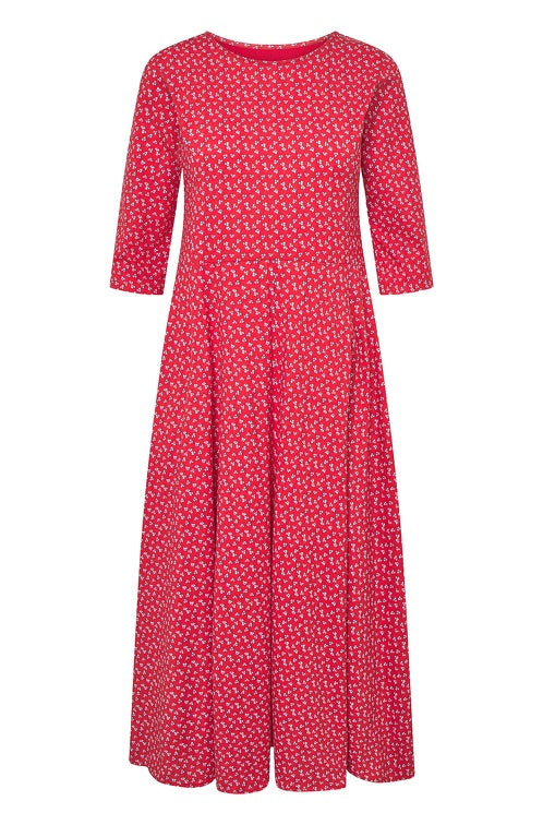 Langes Kleid PAPERFLOWER aus Bio-Pima-Baumwolle red