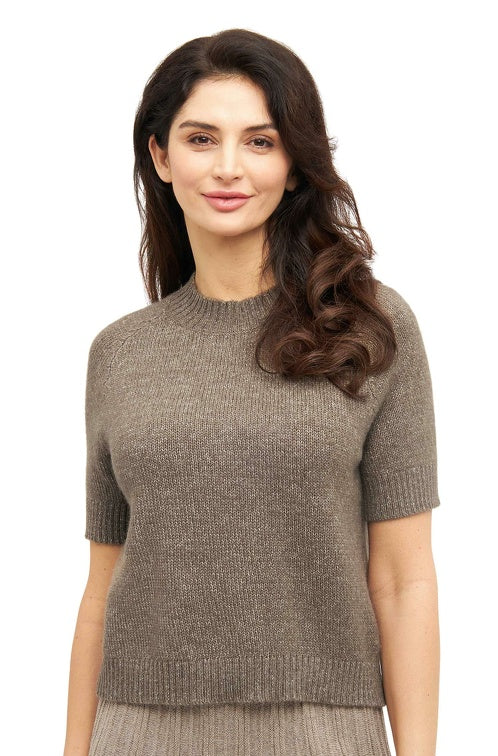 Kurzarm-Pullover PACA aus 87% Alpaka und 13% Merino taupe