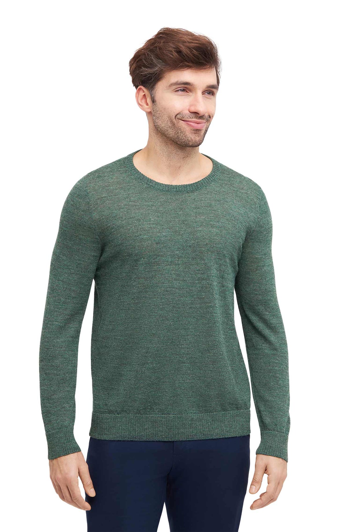 Herren Pullover APUSENTIAL aus 100% Alpaka grüngrau melange