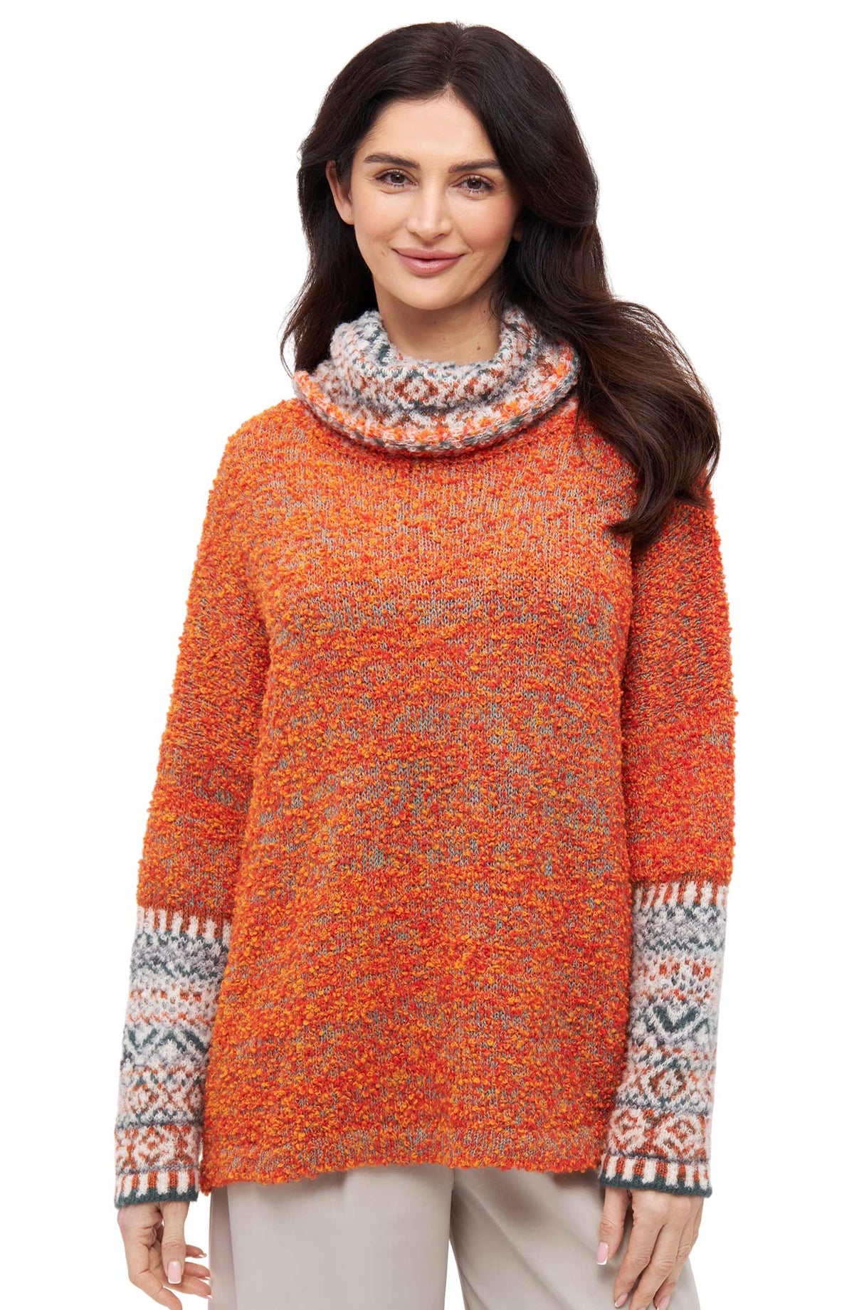 Pullover COLORES ANDEN aus 100% Alpaka - one size orange meliert one-size