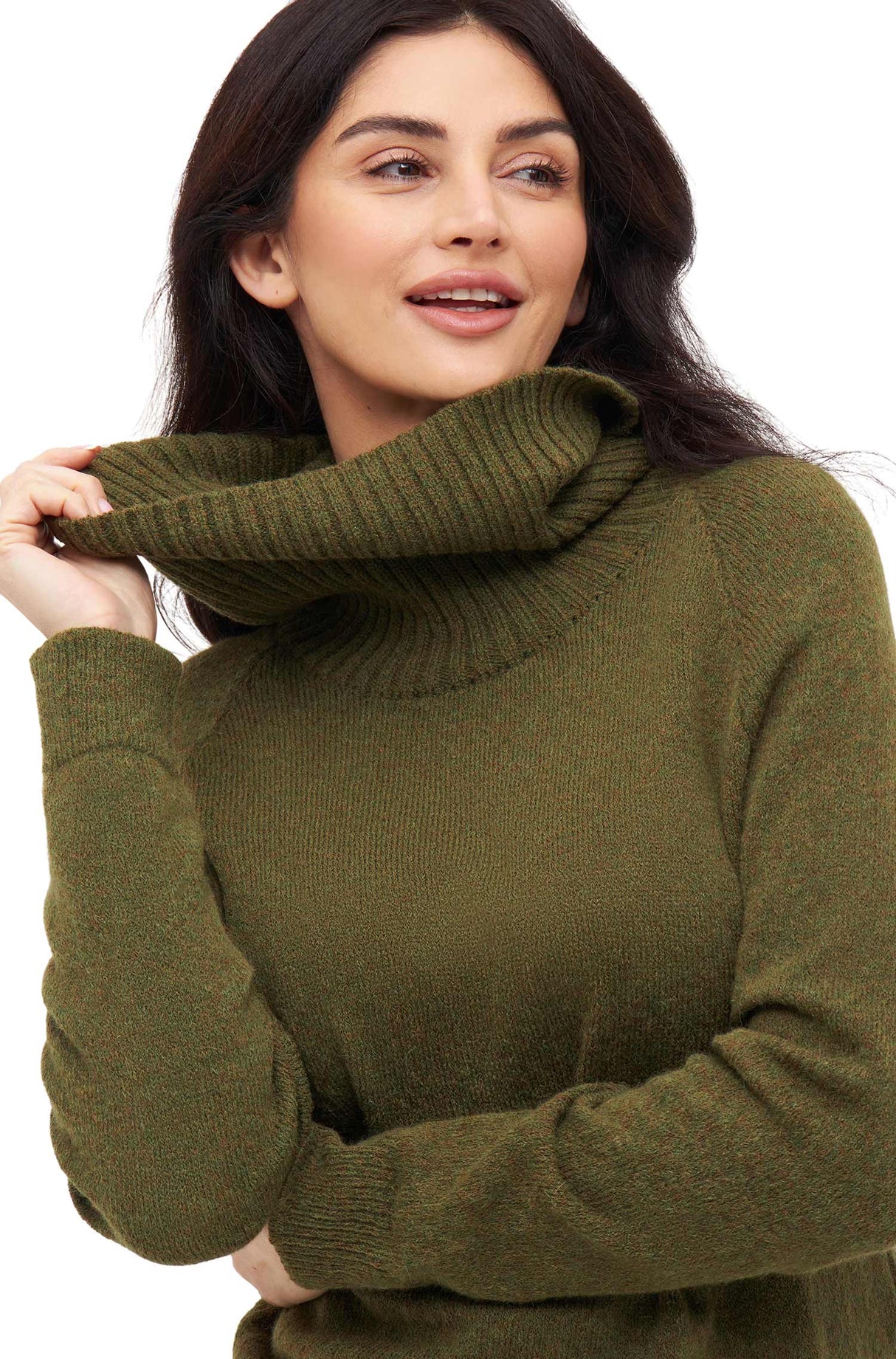 Rollkragenpullover COLORES ANDEN mit 92% Alpaka - olivgrün
