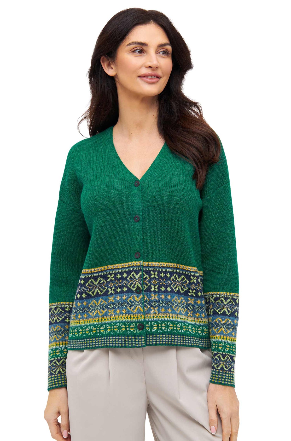 Strickjacke COLORES ANDEN aus 100% Alpaka - jadegrün jadegrün