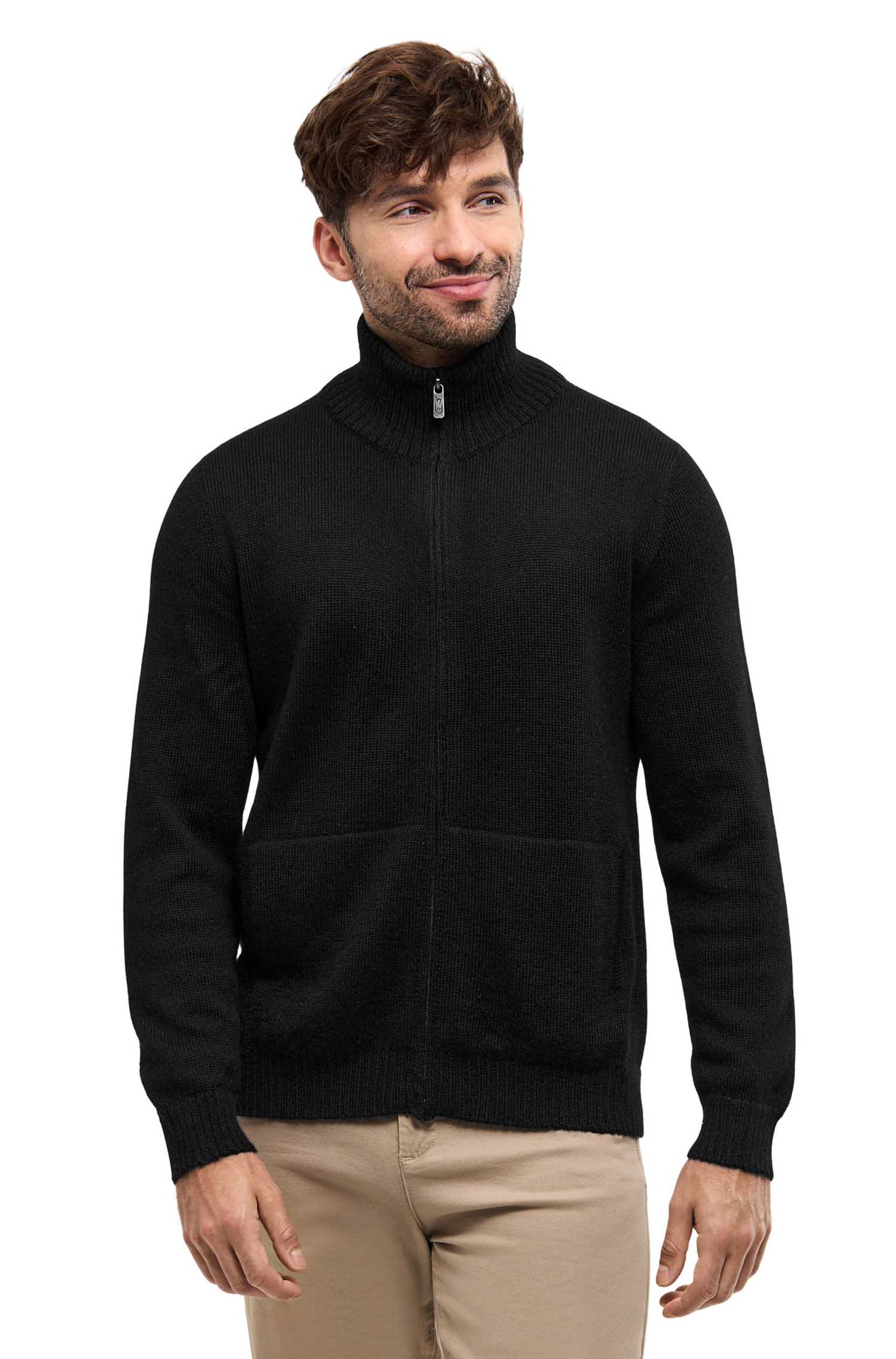 Strickjacke Herren RONALDO aus 100% Alpaka schwarz