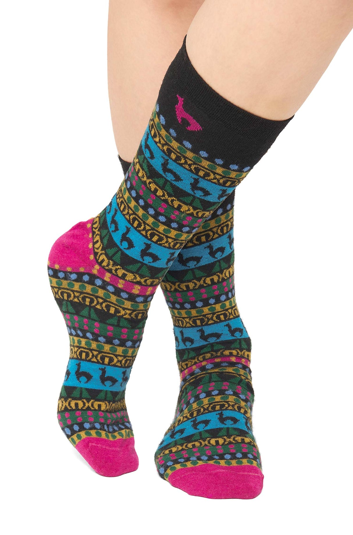 Alpaka Socken CUSCO Premium - 63% Alpaka schwarz fuchsia