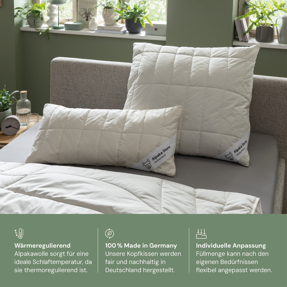 Alpaka Kopfkissen mit Schafwolle (kbT)