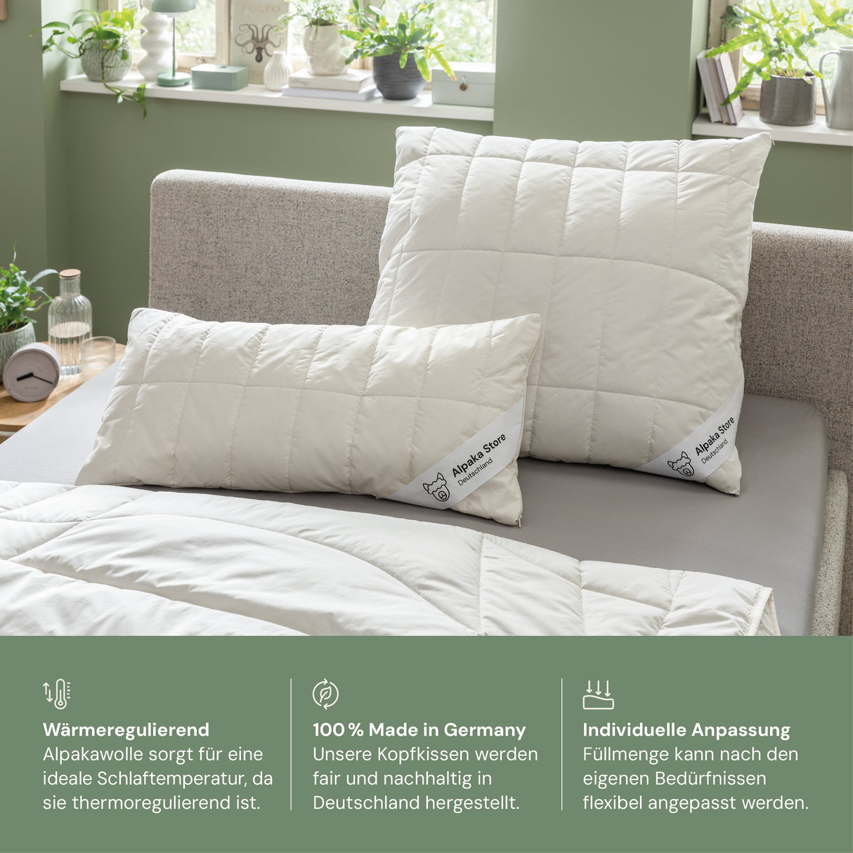 Alpaka Kopfkissen mit Schafwolle (kbT)