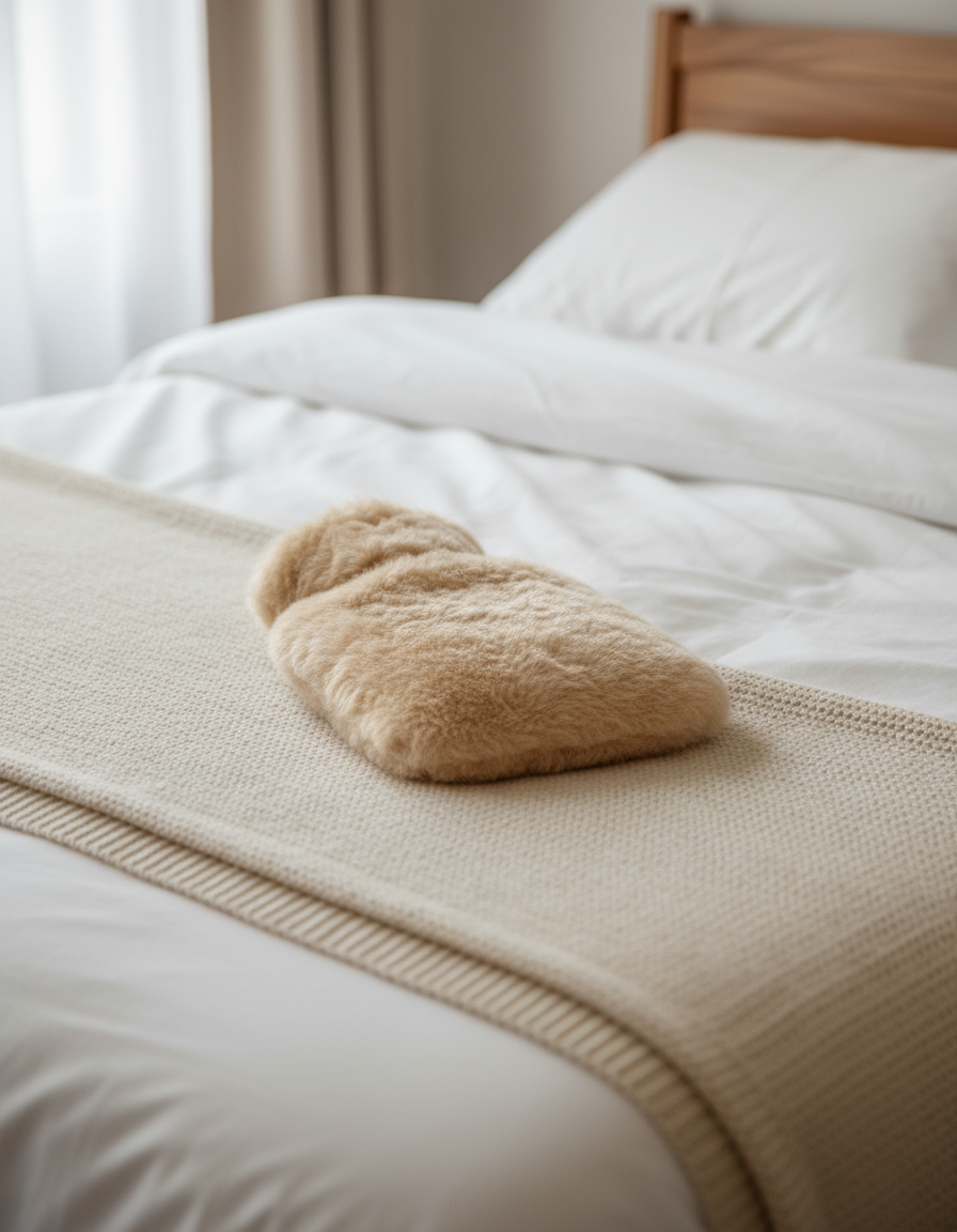 Alpaka Wärmflasche PREMIUM - beige - 100% Alpaka Fell