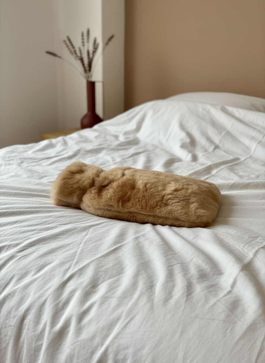 Alpaka Wärmflasche PREMIUM - braun - 100% Alpaka Fell