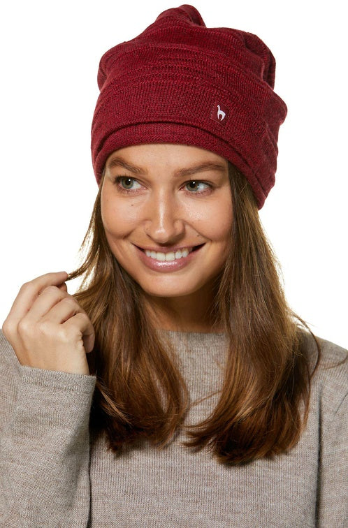 Alpaka Mütze CAMINOS - 100% Alpaka rot meliert