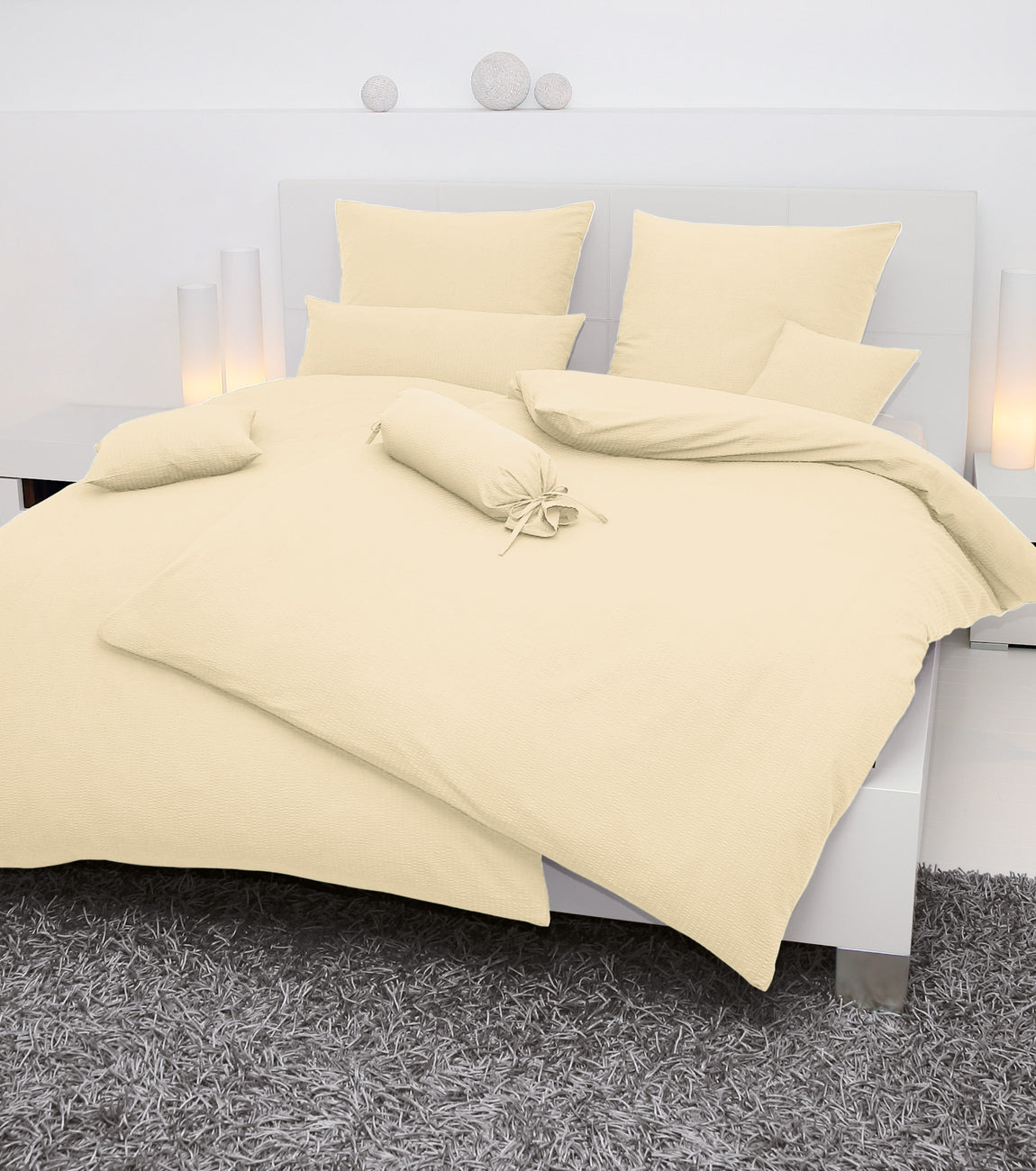 Mako-Soft-Seersucker Bettwäsche PIANO 0125 creme