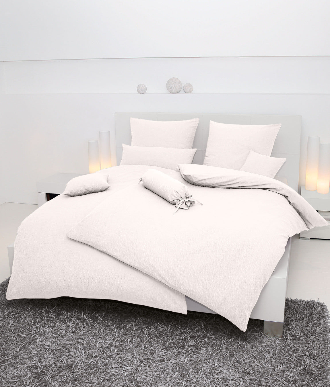 Mako-Soft-Seersucker Bettwäsche PIANO 0125 ecru