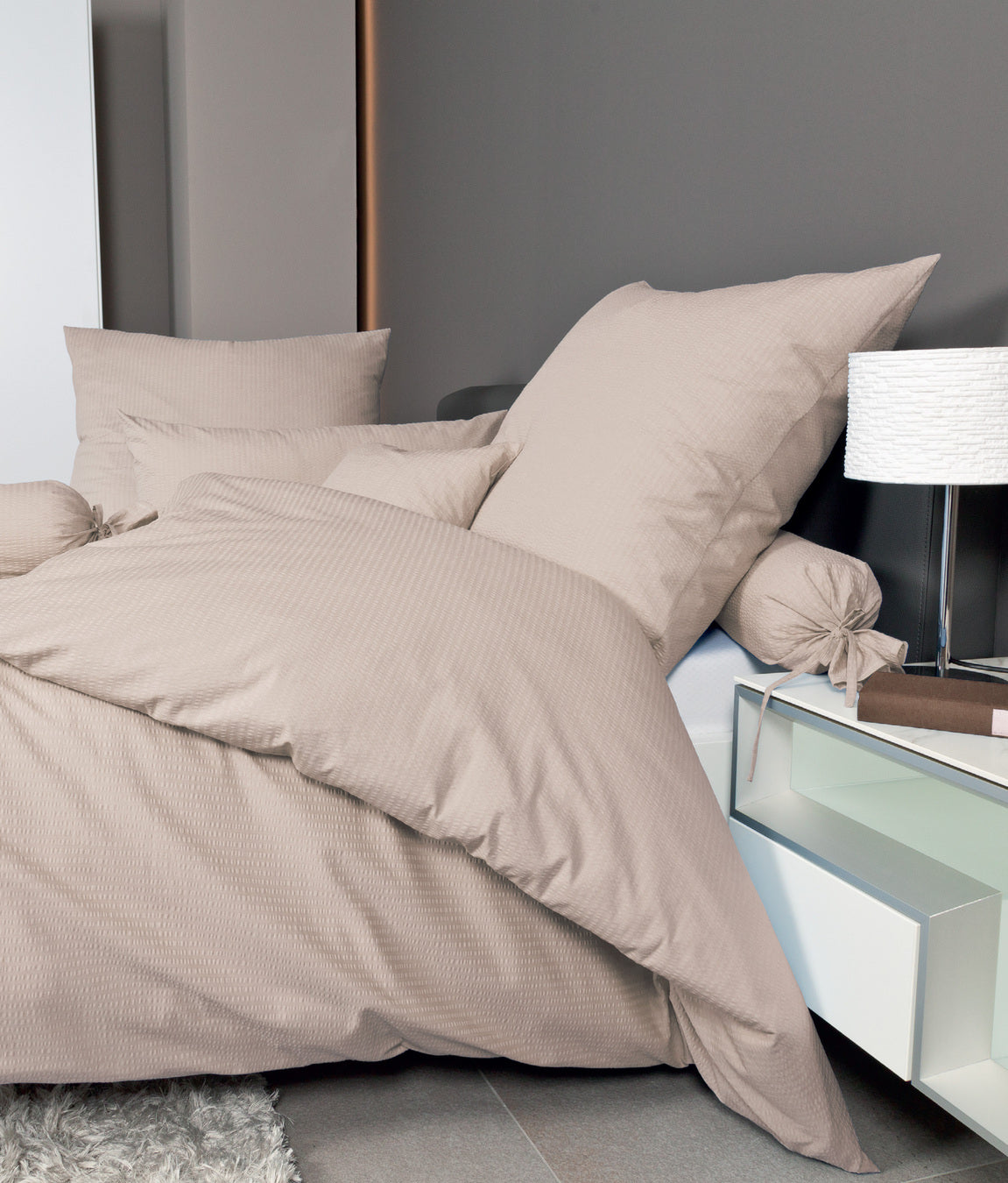 Mako-Soft-Seersucker Bettwäsche PIANO 0125 naturell