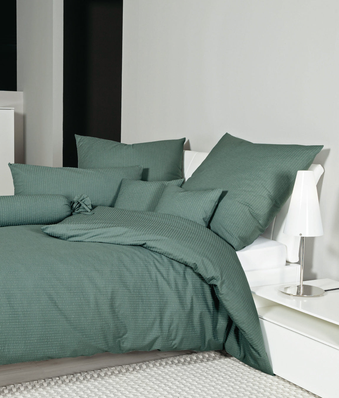 Mako-Soft-Seersucker Bettwäsche PIANO 0125 salbeigrün