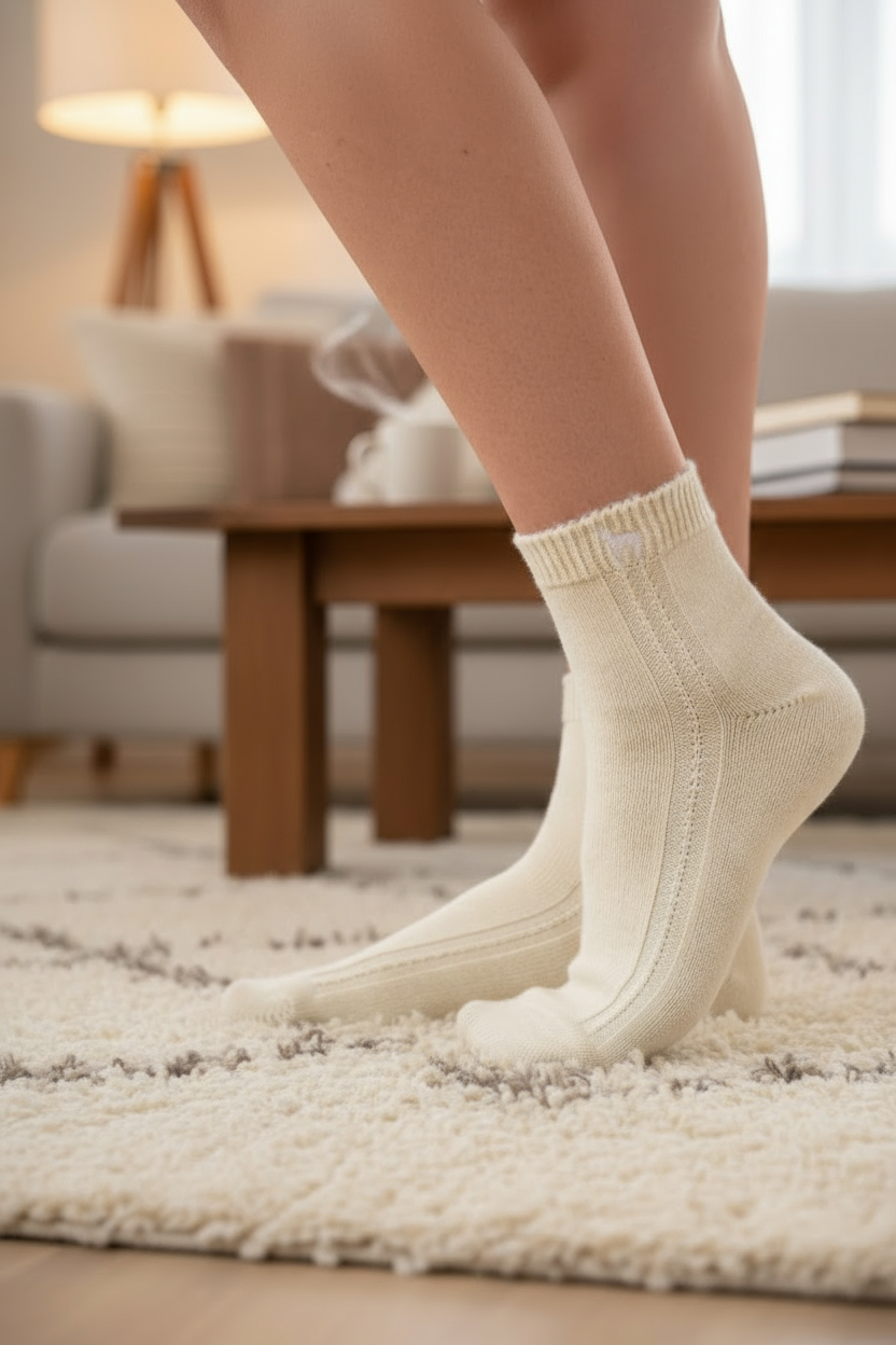 Alpaka WOHLFÜHLSOCKEN mit Aloe Vera - 52% Alpaka - creme