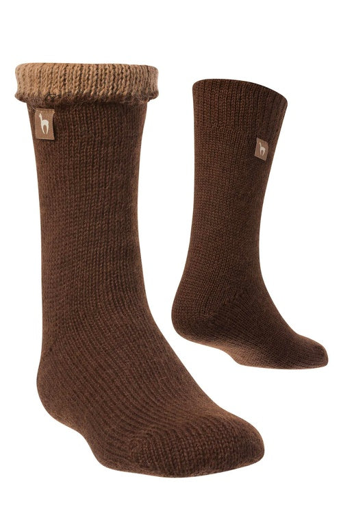 Alpaka WENDE-SOCKEN extra dick - 98% Alpaka braun-kamel
