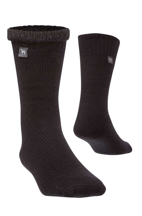 Alpaka WENDE-SOCKEN extra dick - 98% Alpaka schwarz-grau