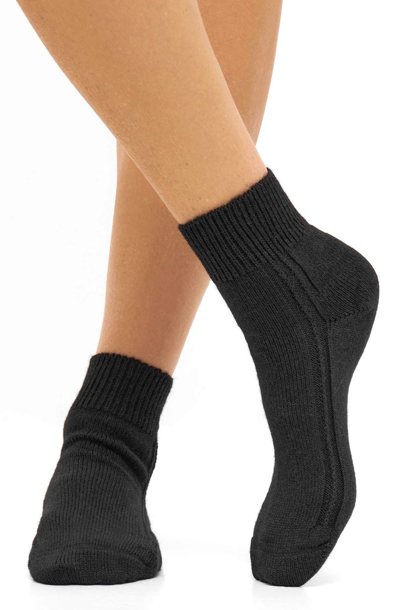 Alpaka WOHLFÜHLSOCKEN mit Aloe Vera - 52% Alpaka - schwarz