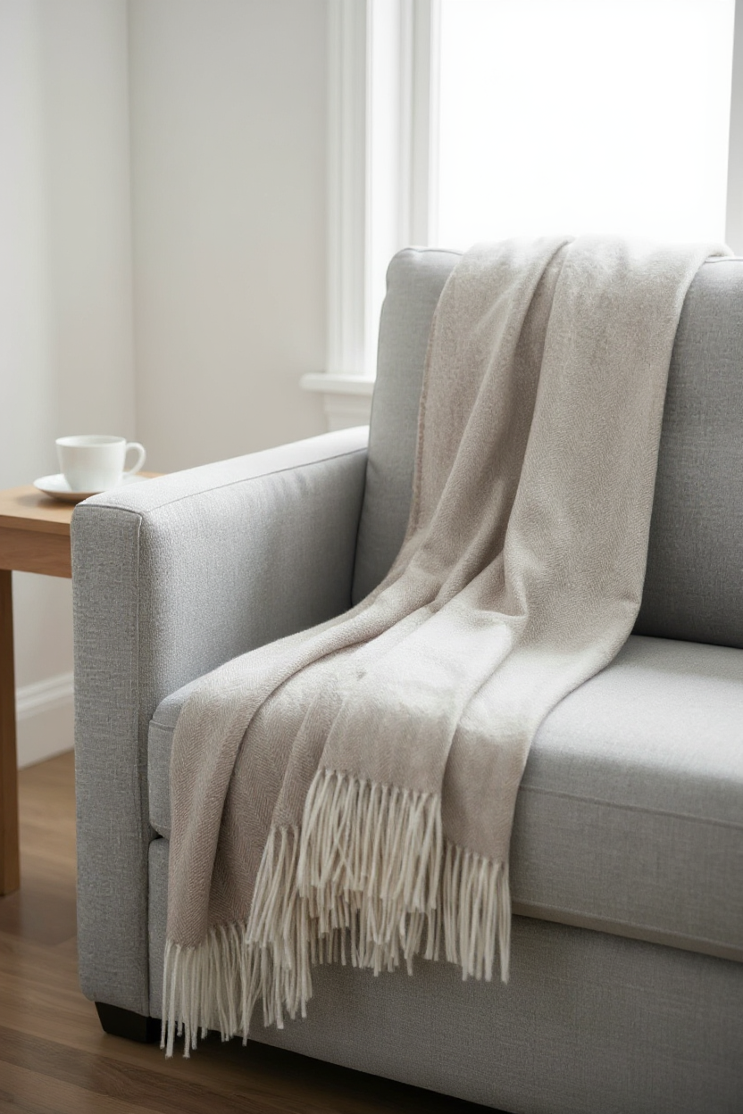 Herringbone bedspread made from 100% alpaca