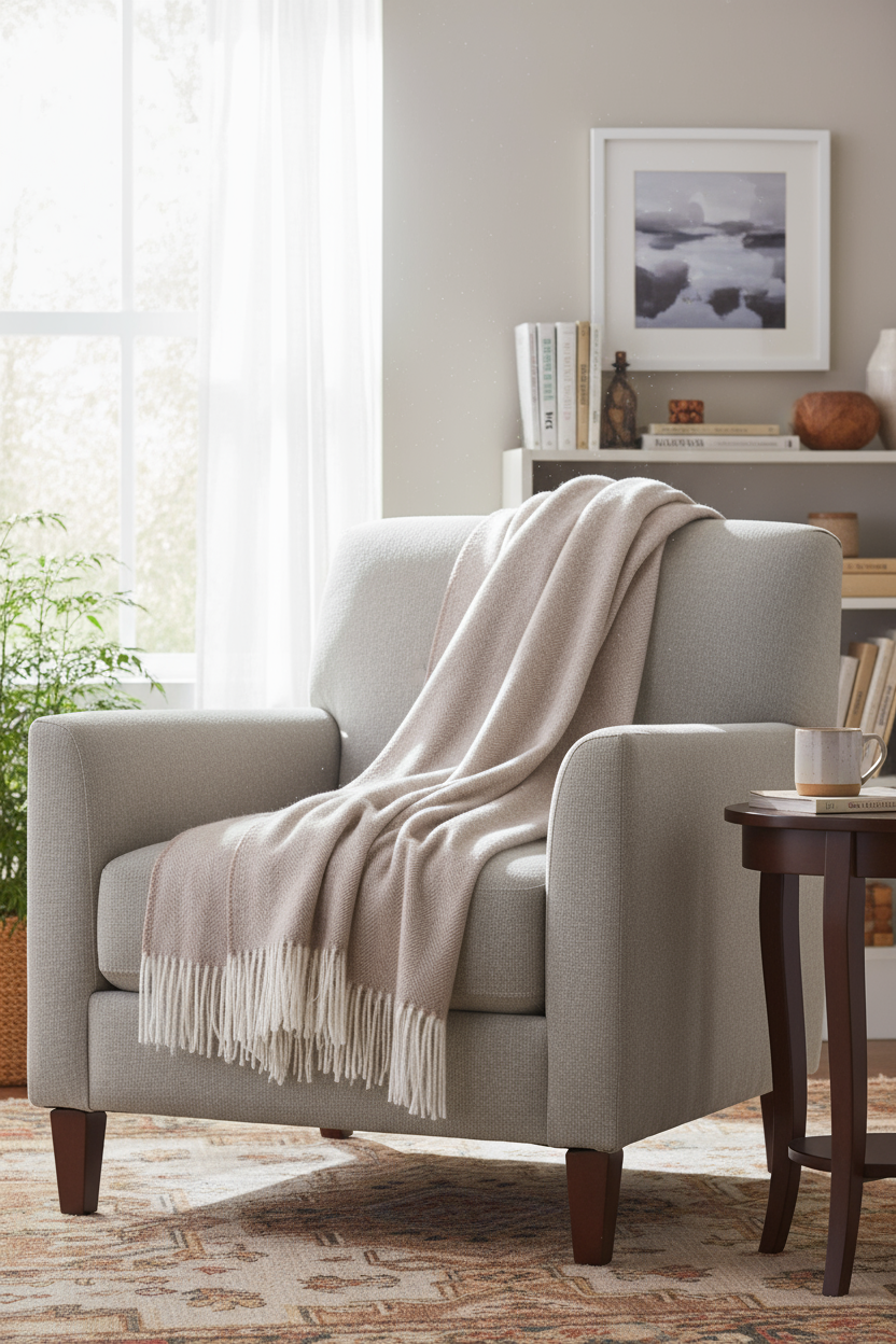 Herringbone bedspread made from 100% alpaca