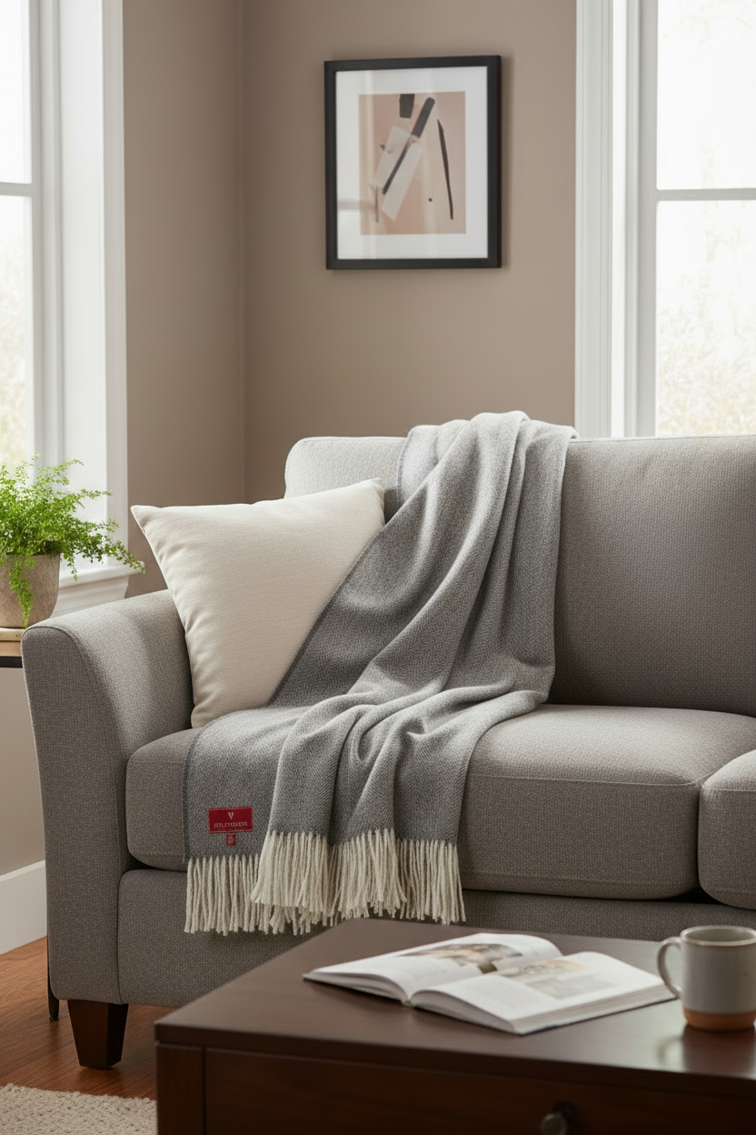 Herringbone bedspread made from 100% alpaca