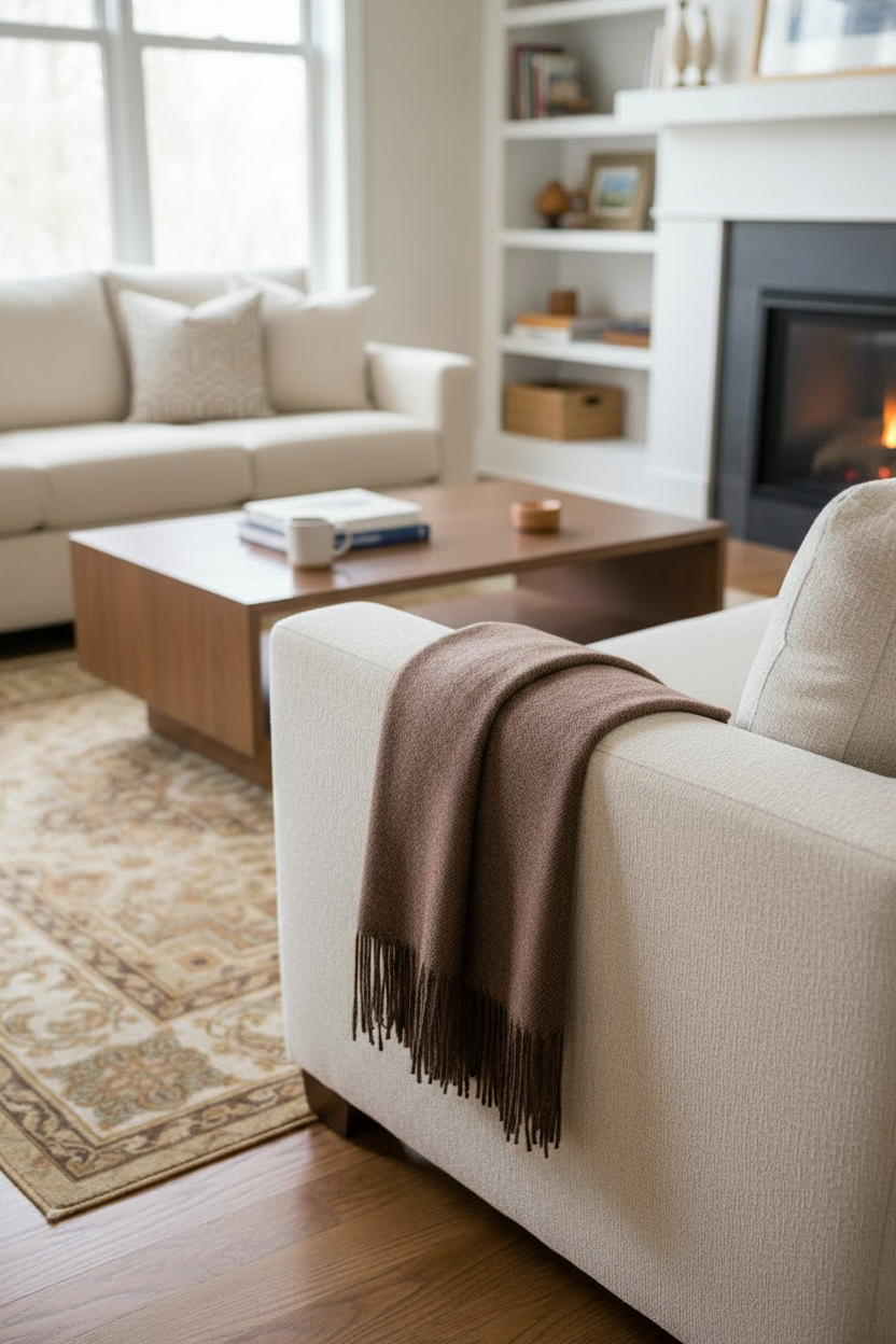 Herringbone bedspread made from 100% alpaca