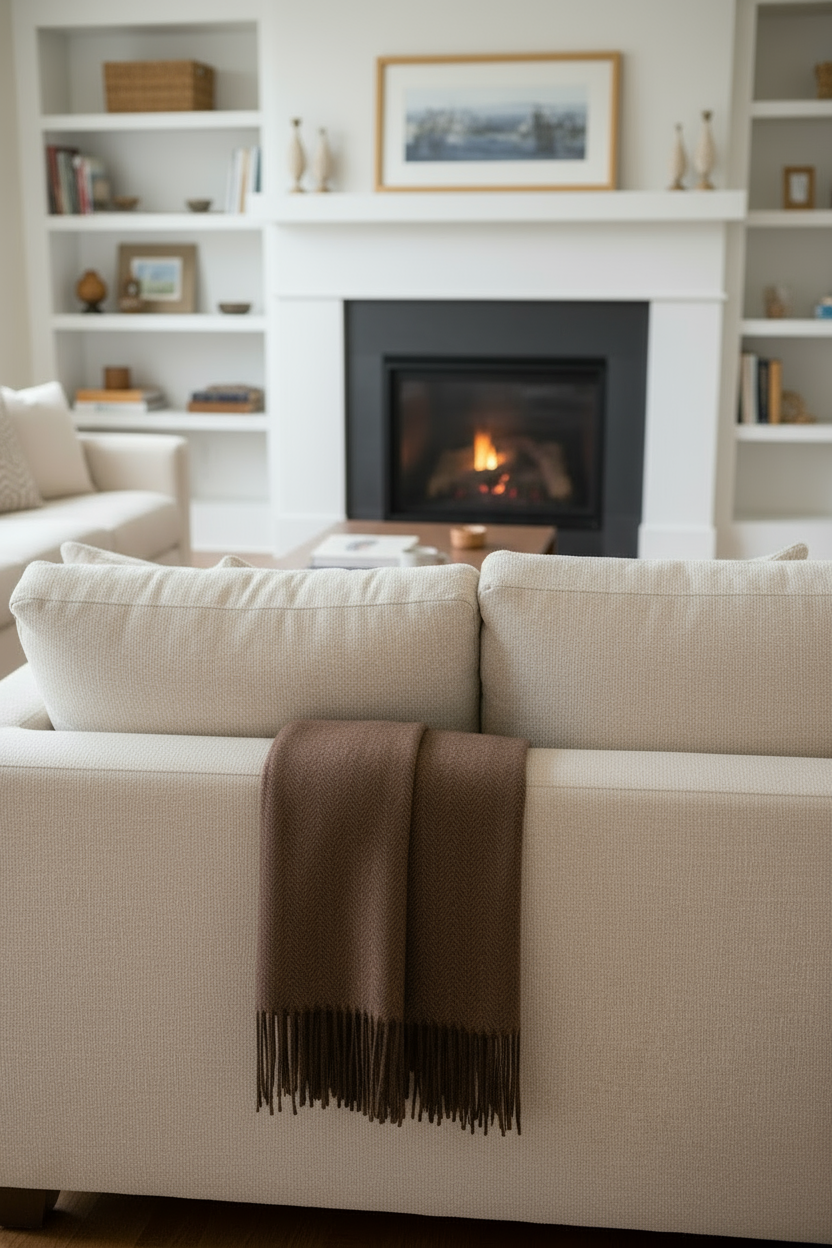 Herringbone bedspread made from 100% alpaca