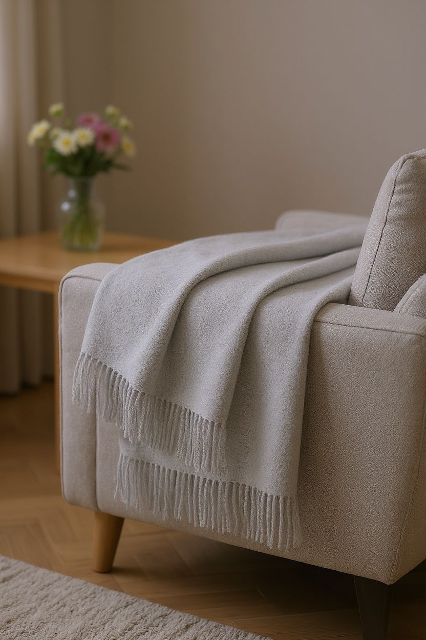 Alpaka Tagesdecke UNI - 100% Alpaka - 5 Farben