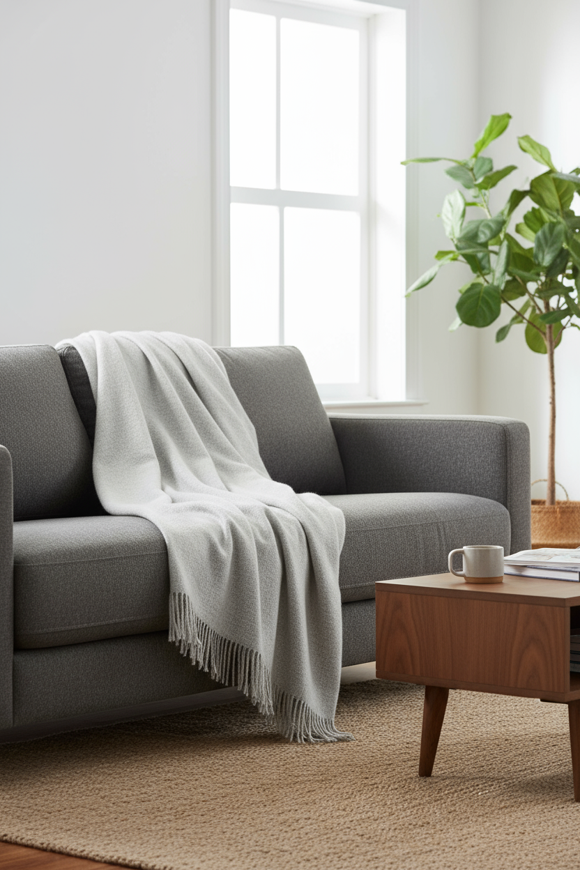 Alpaka Tagesdecke UNI - 100% Alpaka - 5 Farben