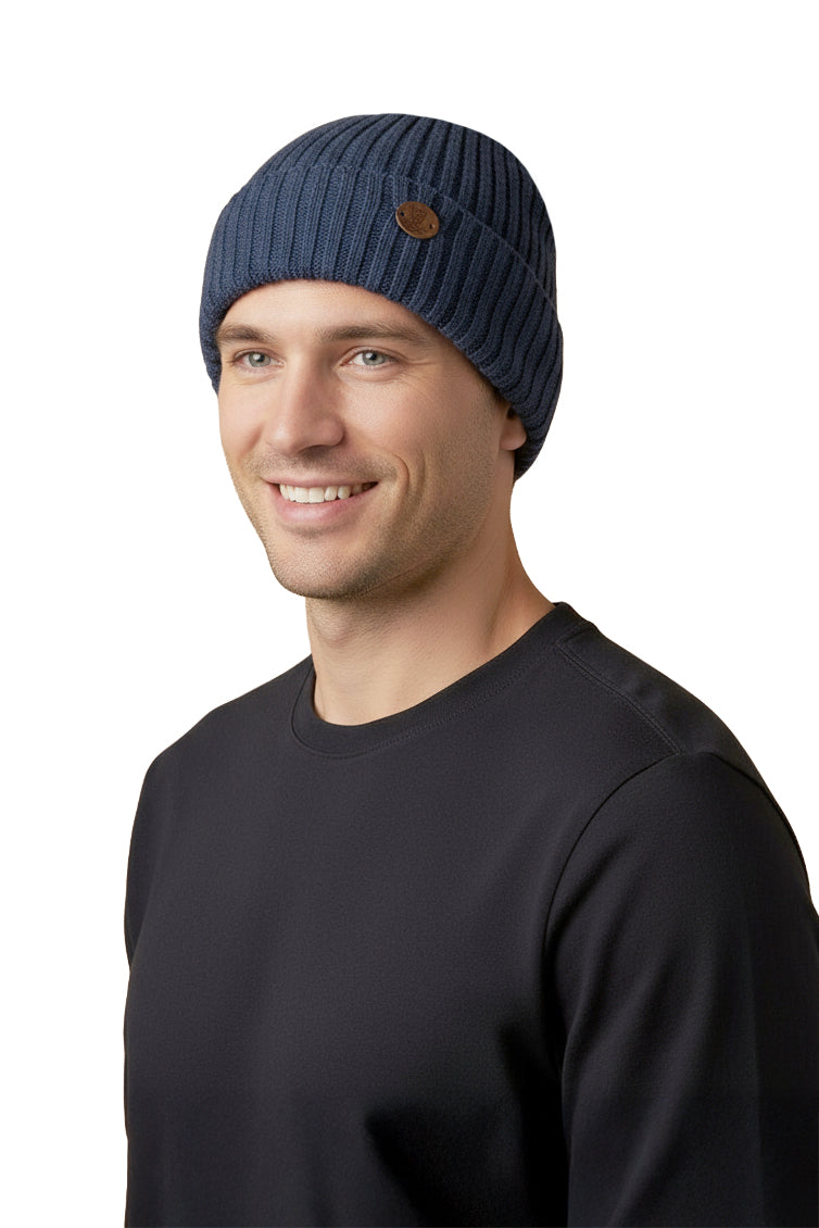 Alpaka Premium Mütze CHANNEL - 100% Alpaka blau one-size