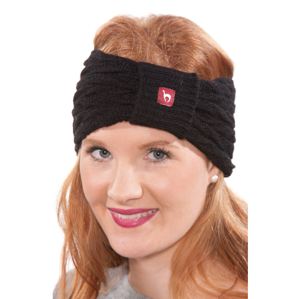 Alpaka Stirnband BIESEN - 100% Alpaka schwarz one-size