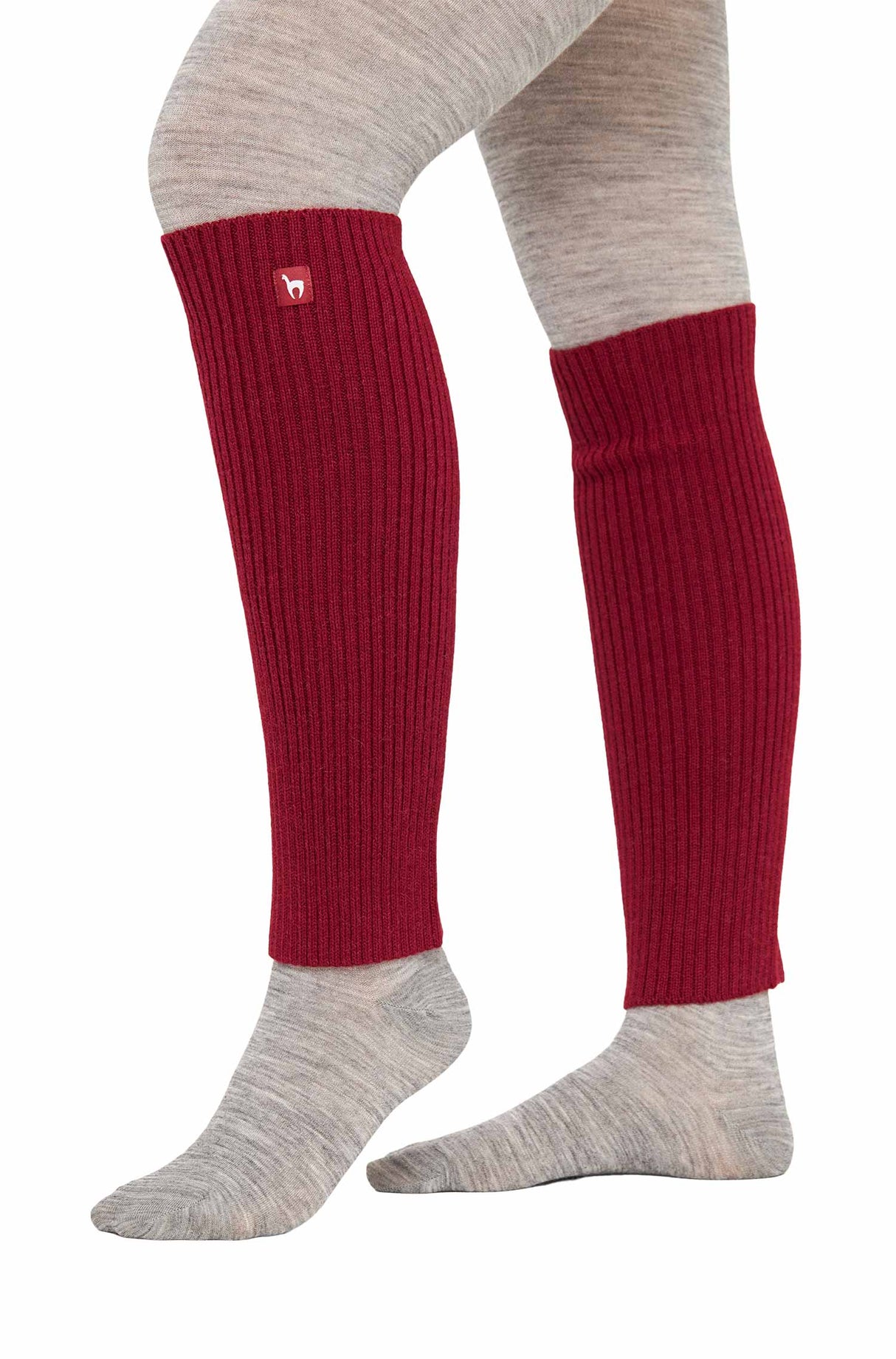 Alpaka Beinstulpen RIPP - 100% Alpaka weinrot one-size
