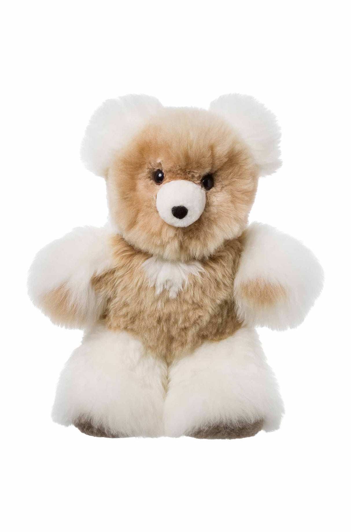 Kuscheltier TEDDY (50cm) aus 100% Alpaka Fell braun weiss 50 cm