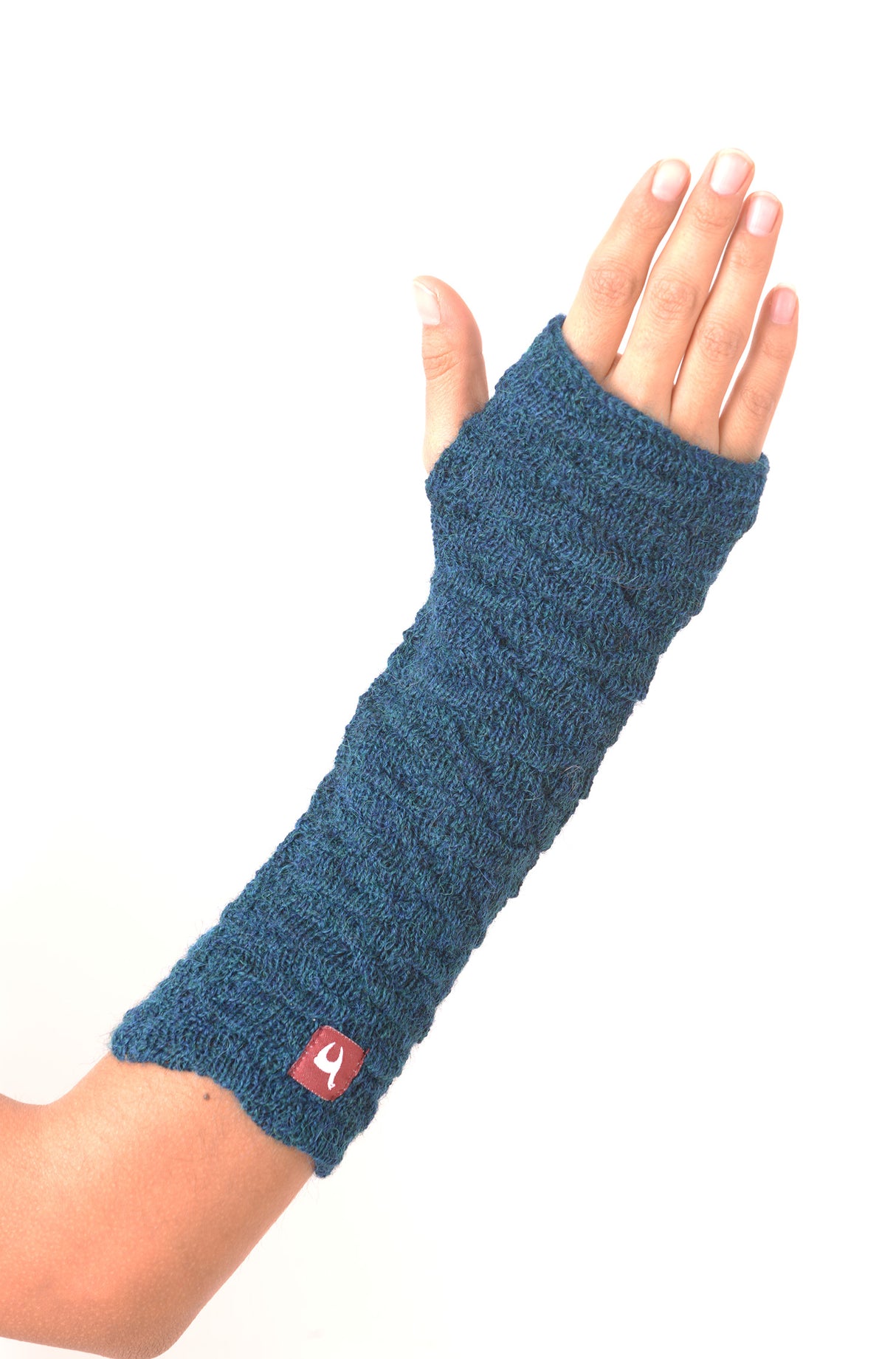 Pulswärmer BIESEN - 100% Alpaka - mit Daumenloch petrol one-size